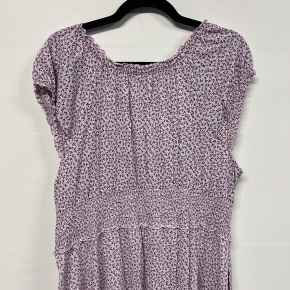 Old Navy Womens Purple Floral Maxi Dress XL Tiered Romantic Cottagecore Boho - Picture 4 of 12